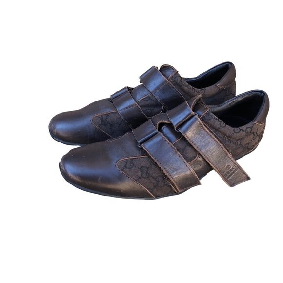 GUCCI Shoes Brown Guccissima Leather Velcro Sneakers Size 44 AUTHENTIC - Picture 6 of 16